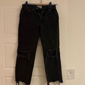 We The Free Black Distressed Straight Leg Jeans